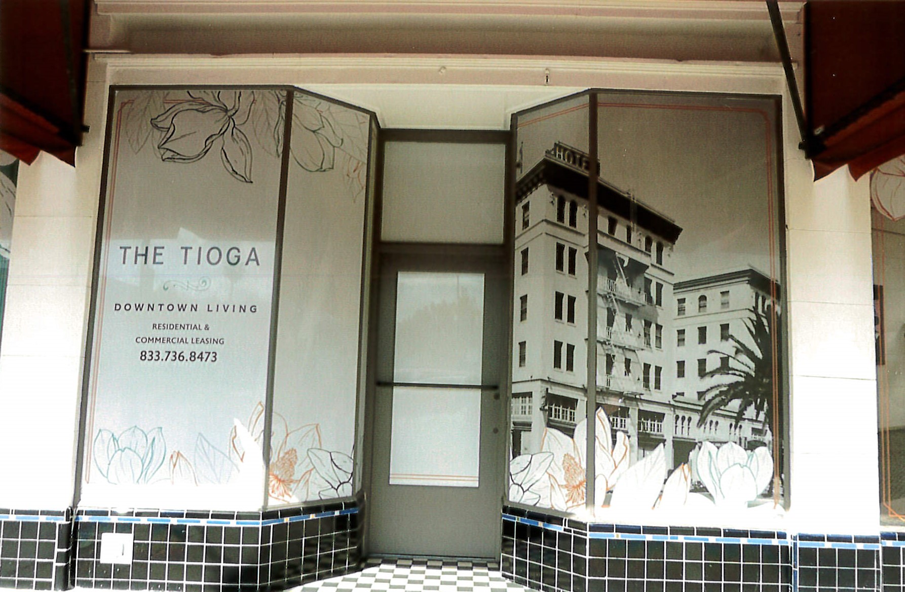 Restored storefront entrance, southside of building